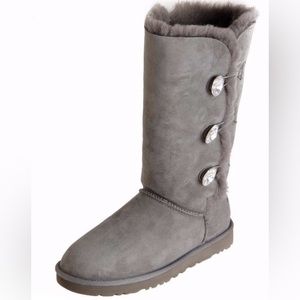 uggs tall bailey button grey swarovski crystal boot